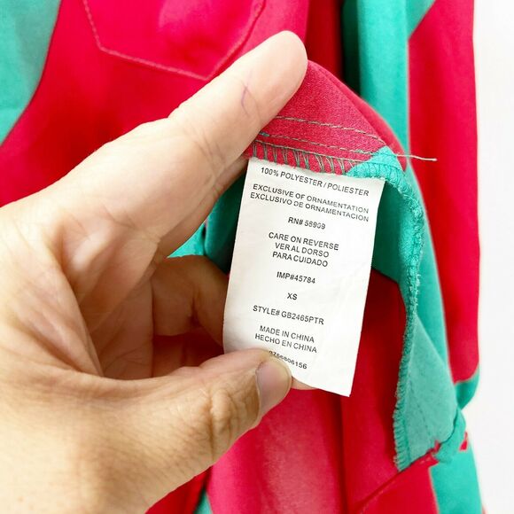 2/$30 Gianni Bini XS Womens Teal Coral Long Sleeve Cold Shoulder Blouse - Picture 8 of 9